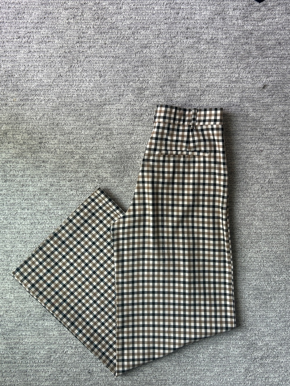 Plaid High Waisted, Wide Leg Trousers